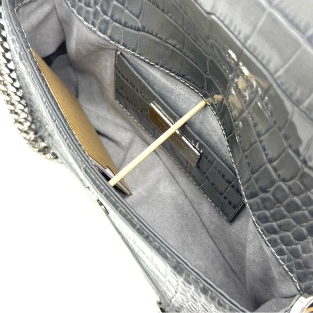 Michael Kors Collection Manhatta Medium Crocodile Embossed Patent Leather Bag - Picture 10 of 12